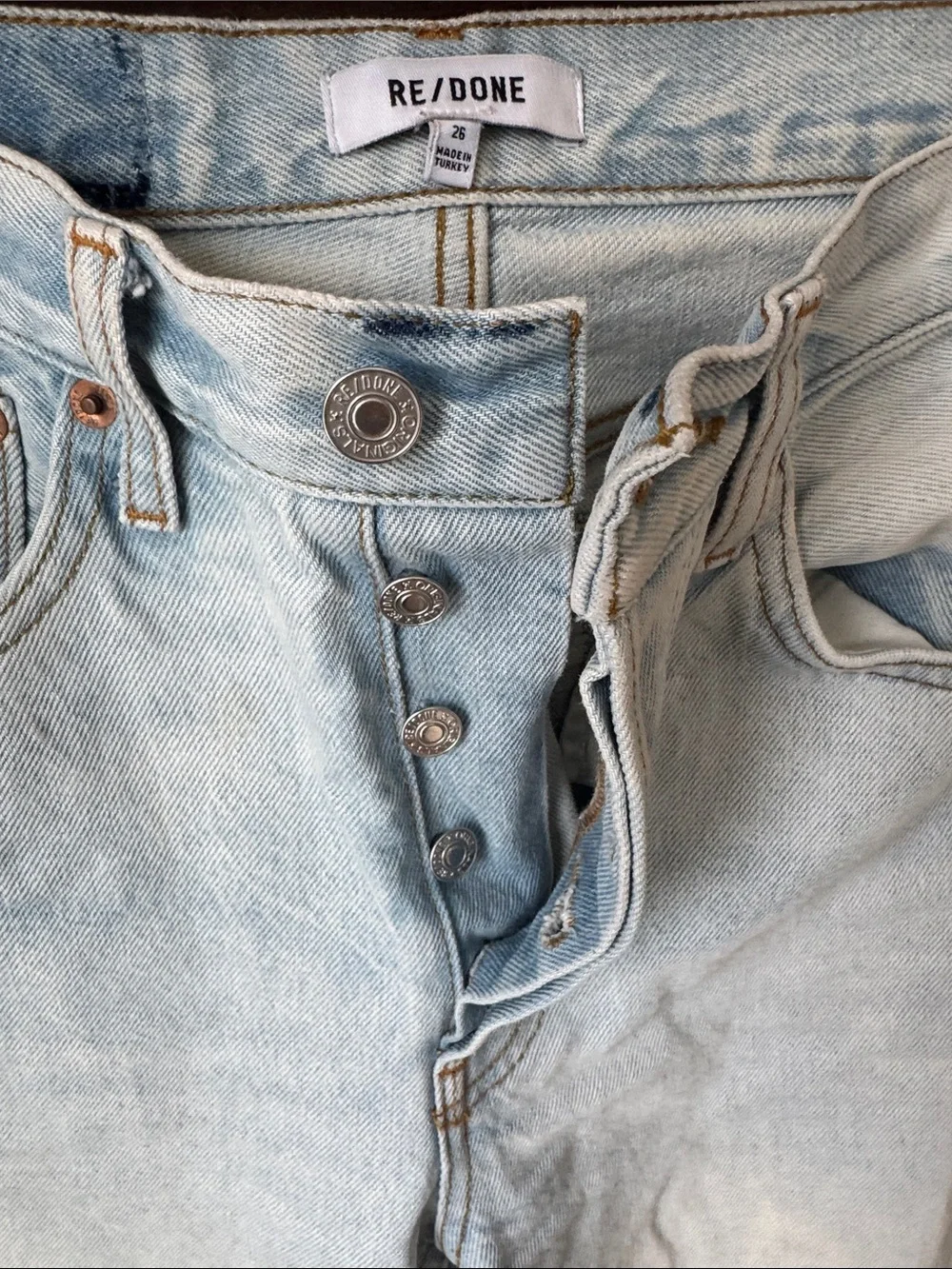 Re/Done Light Wash Denim Jeans - Pale Blue
